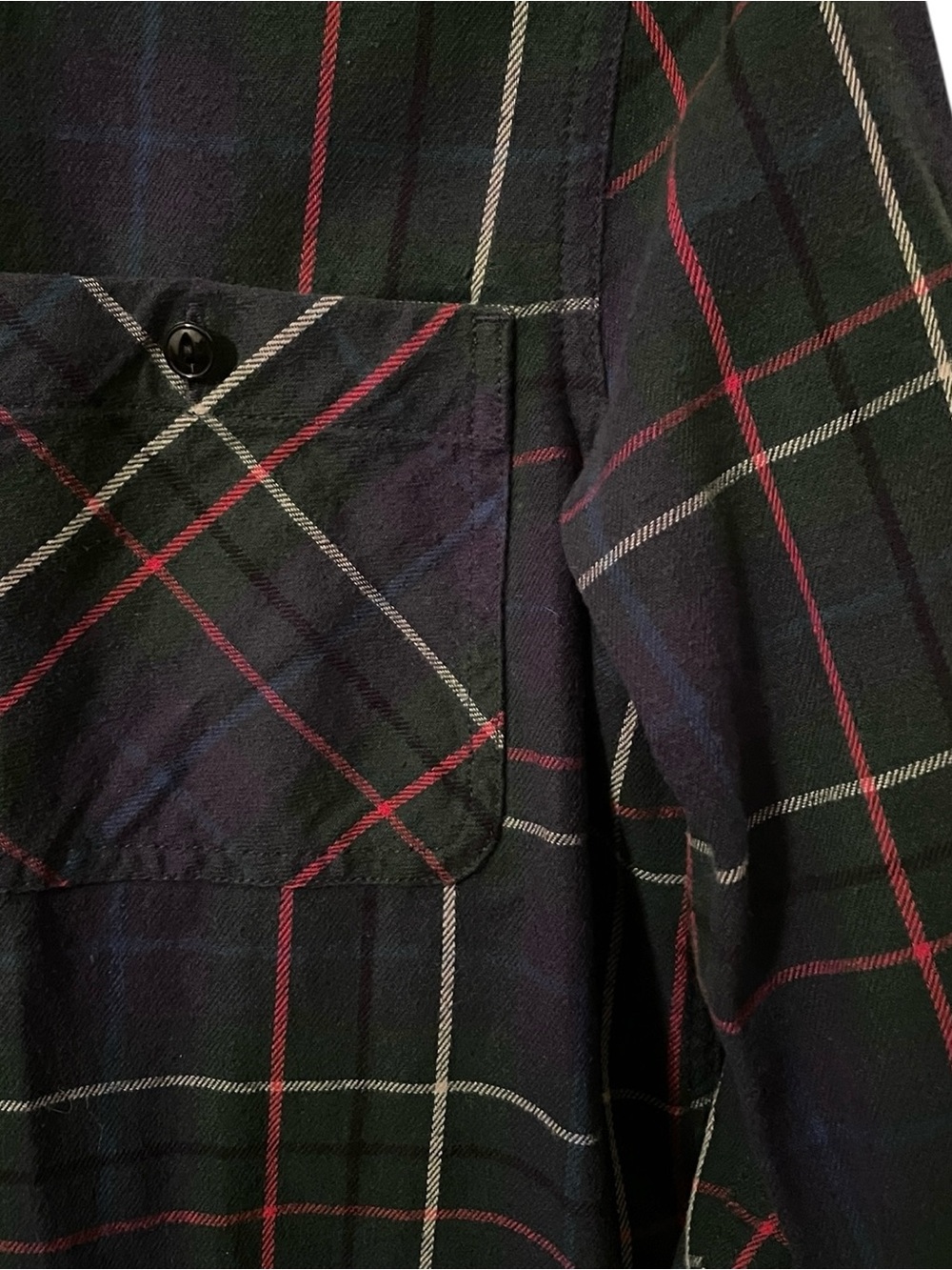 Madewell‎ Women's Navy Green Red Plaid Striped Button Down Shirt Top Size S - Picture 3 of 6